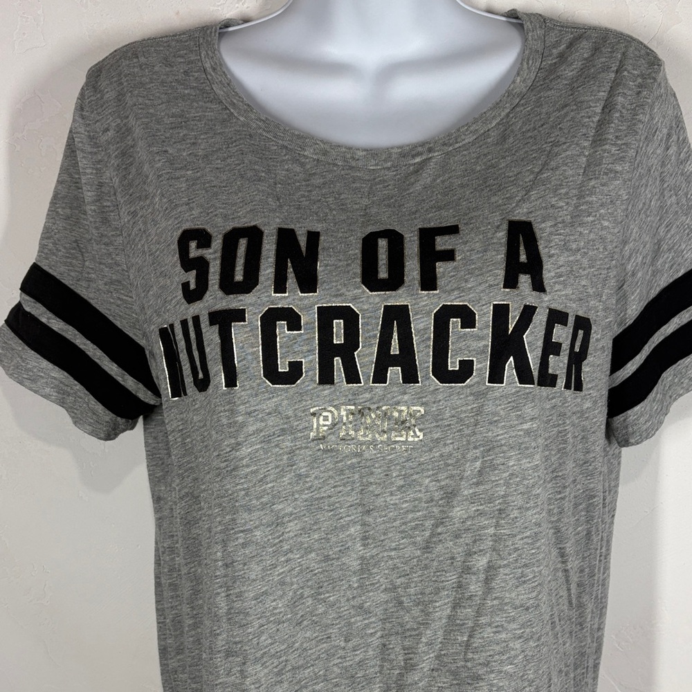 Pink Victoria’s Secret Gray Graphic Son of a Nutcracker T-Shirt size large - Picture 2 of 10